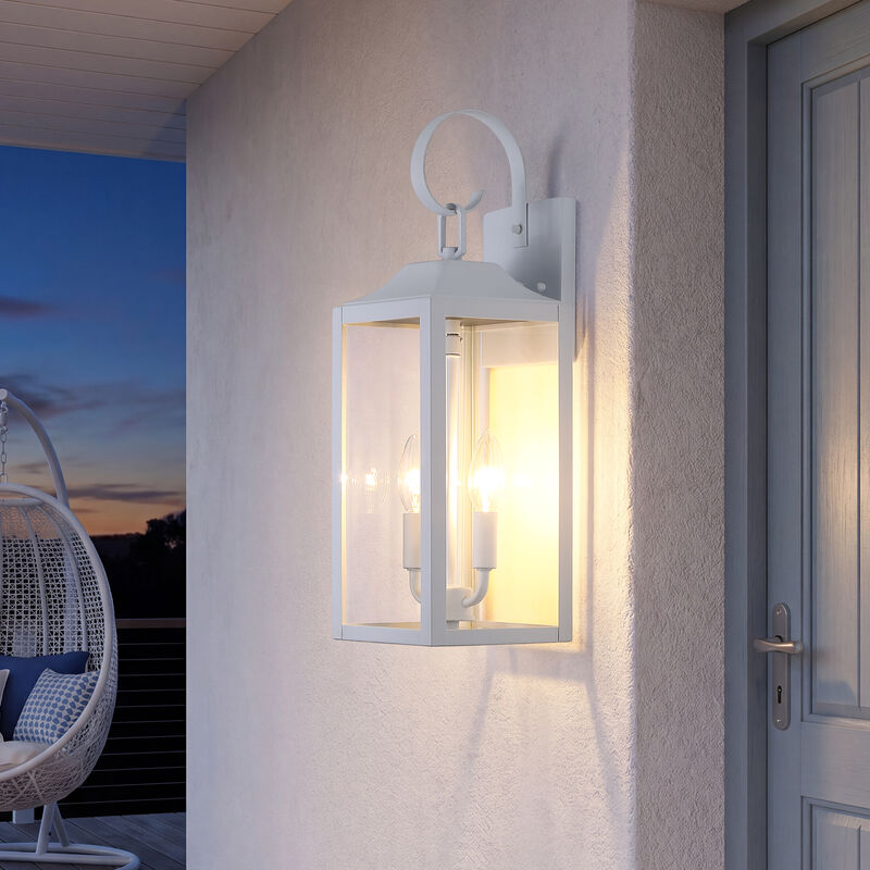 18.85 in. 2-Light Outdoor Wall Lantern with Clear Glass Shade image number 6