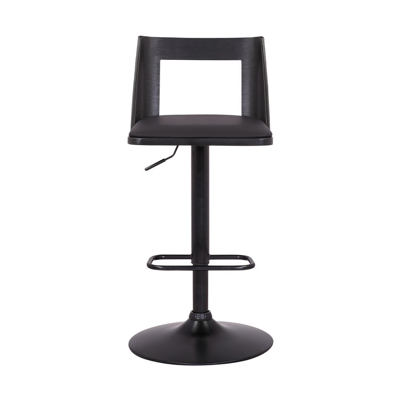 Hivvago 24 Inch Black Faux Leather And Iron Swivel Adjustable Height Bar Chair
