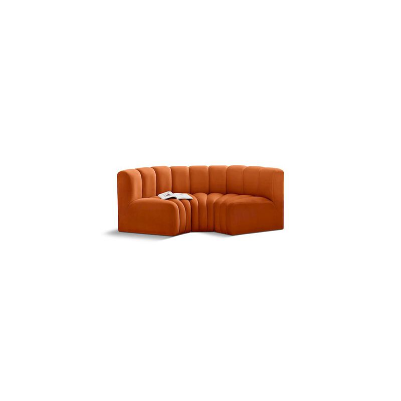 Meridian Furniture Arc Cognac Velvet Modular Sofa