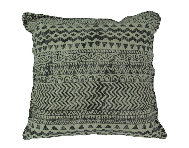 Charcoal Geometric Design Cotton Dhurrie Pillow 20 Inch image number 0