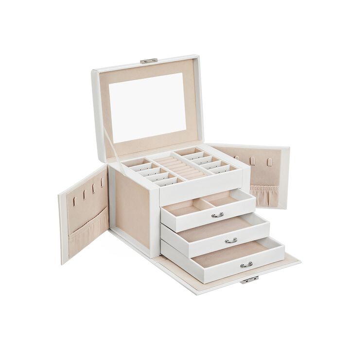 BreeBe White Jewelry Organizer Box with Lock