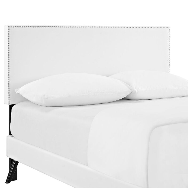 Phoebe Vinyl Full Platform Bed with Round Splayed Legs image number 4