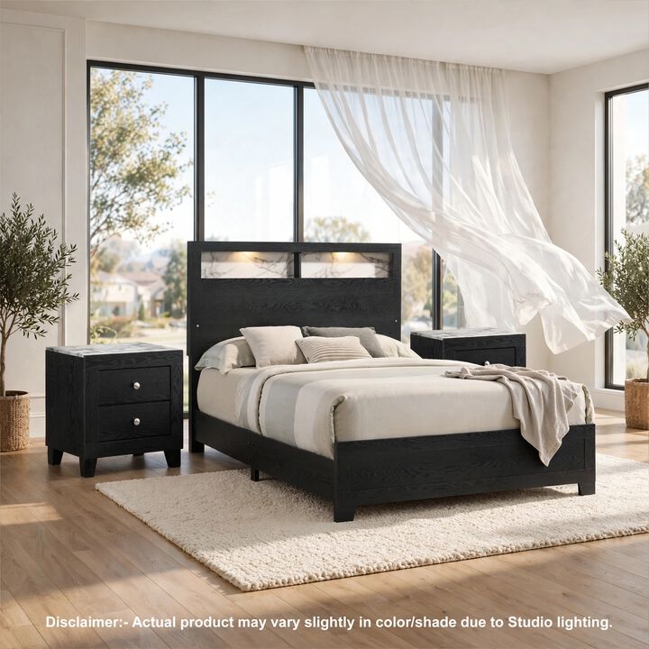 Bedroom Set, Wood, 3 Piece Set with 2 Nightstands