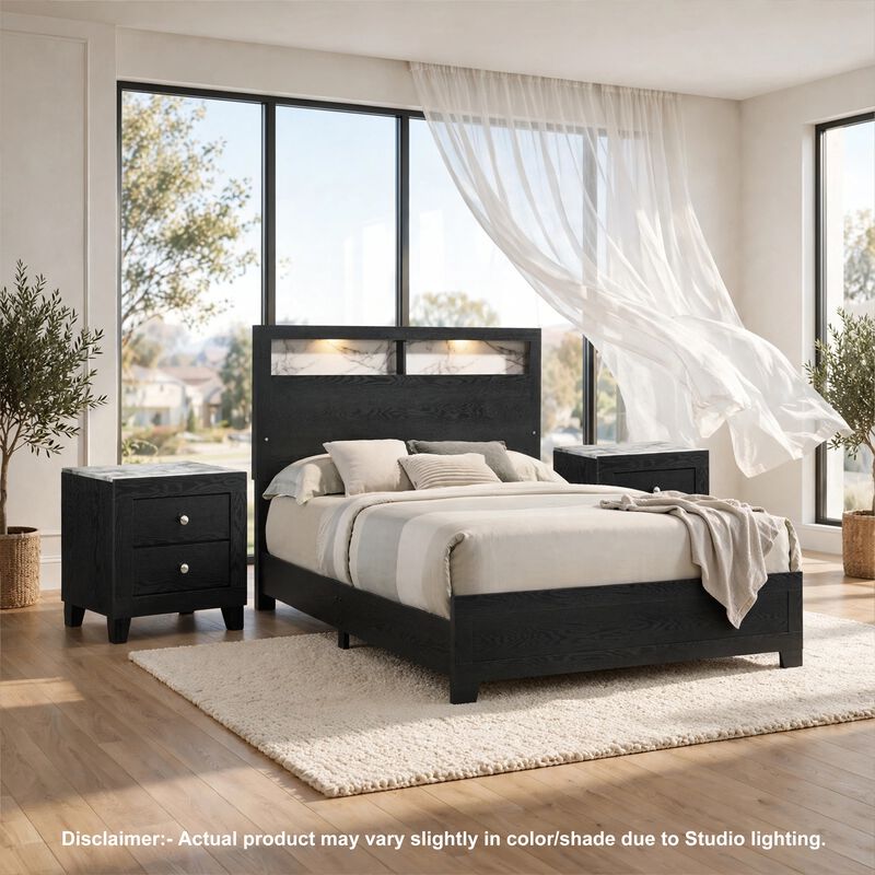 Bedroom Set, Wood, 3 Piece Set with 2 Nightstands image number 1