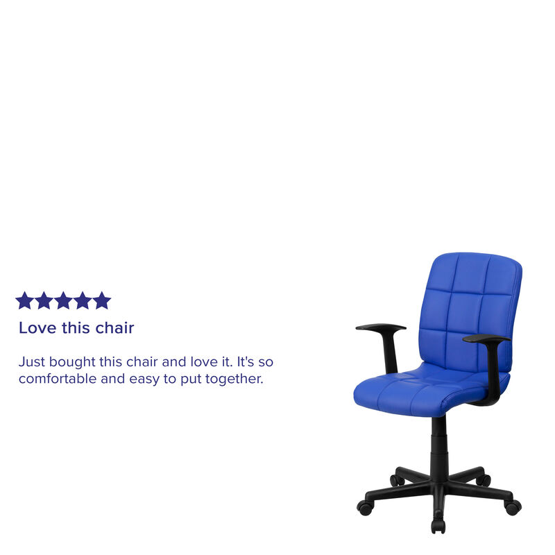 Clayton Mid-Back Quilted Vinyl Swivel Task Office Chair with Arms image number 2