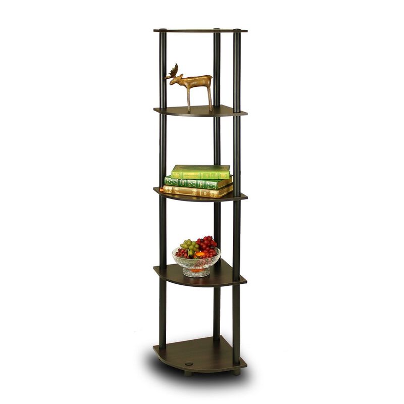 5-Tier Corner Display Shelf Bookcase for Space-Saving Storage