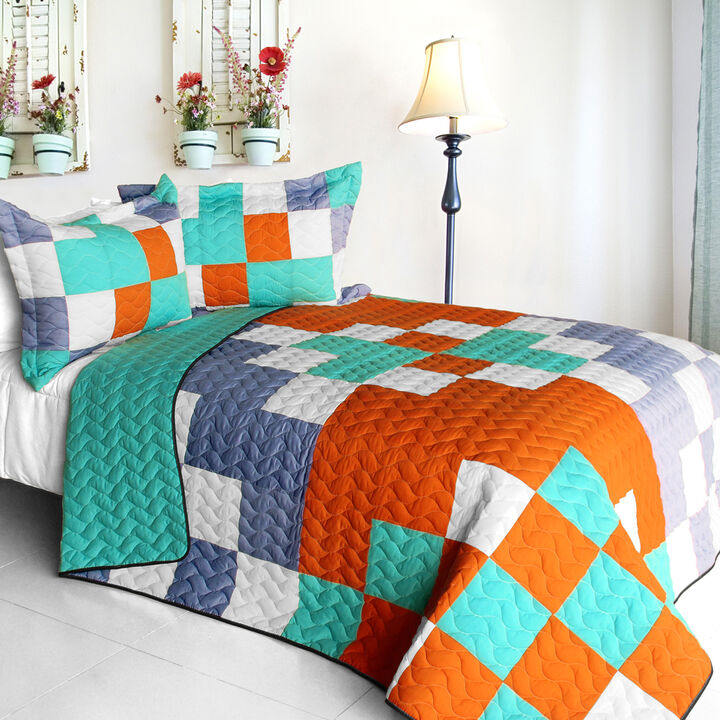 Vermicelli Quilted Patchwork Bedding Set Queen Size Dream Proposal Design