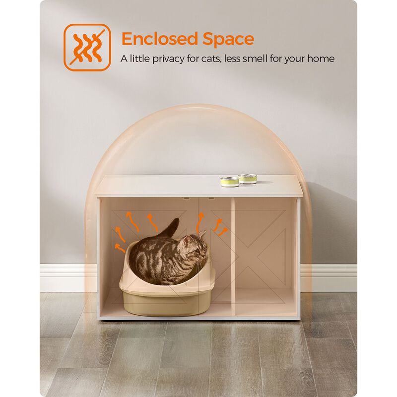 Cat Washroom Cabinet - Hidden Litter Box Enclosure with Wooden Doors