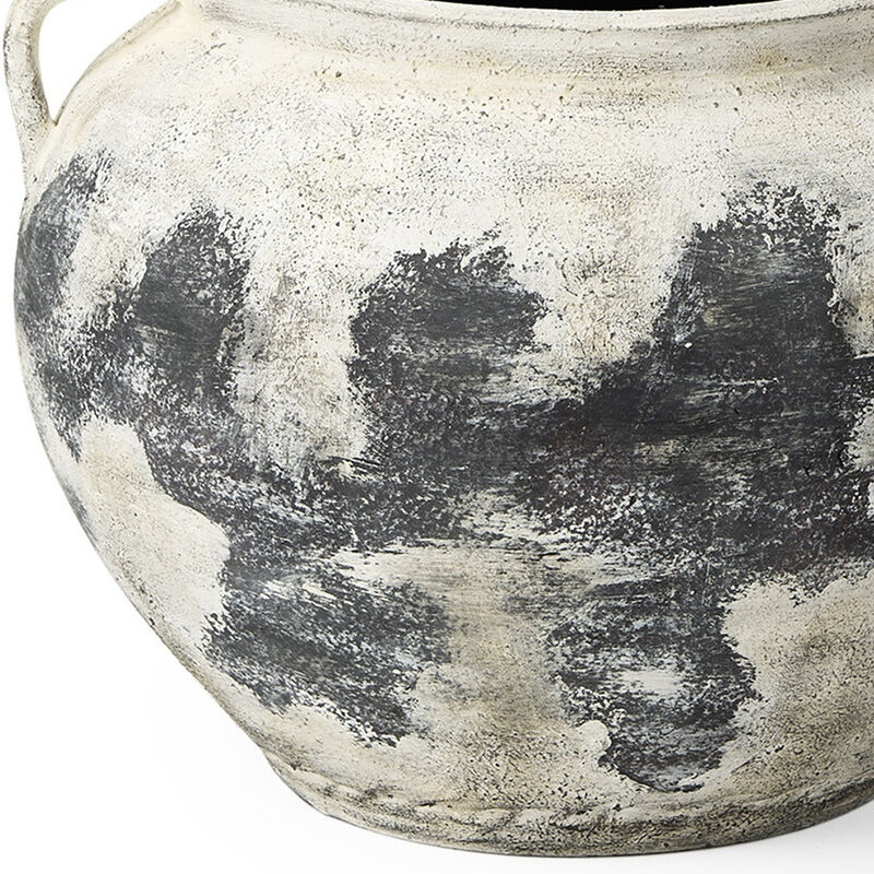 HomeRoots 15" Black And White Ombre Ceramic Amphora Floor Vase image number 2