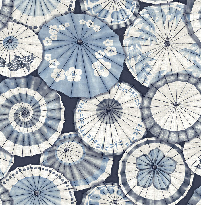 Mikado Blue Parasol Wallpaper