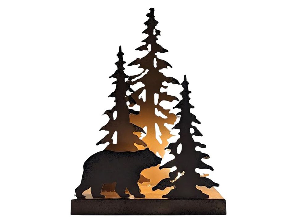 Rustic Bear Silhouette Table Lamp Forest Cabin Lodge Woodland Night Light