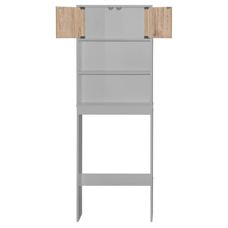 Better Home Products Ace Over-the-Toilet Storage Rack in Light Gray & Natural Oak