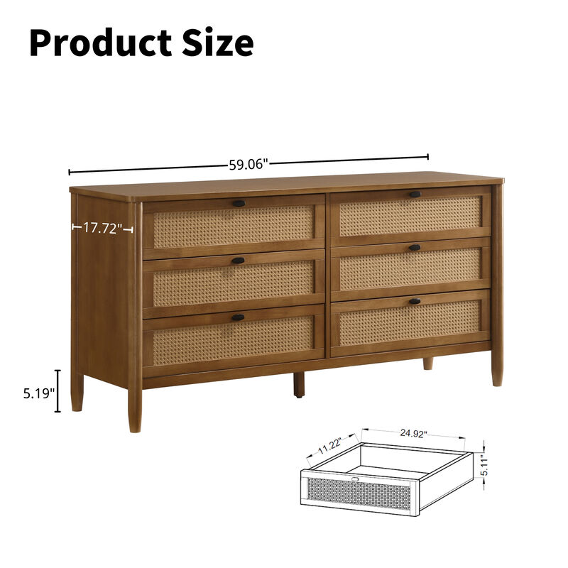 Bunjog Rattan 6-Drawer Dresser image number 3