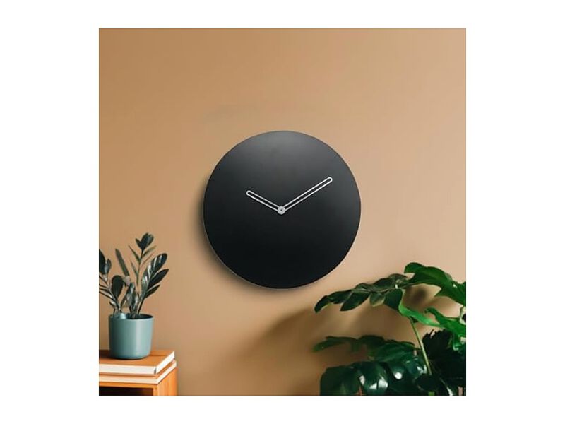Glossy Sliver Hands Black Mdf Wooden Wall Clock 24 Cm Wood Home Decor image number 3