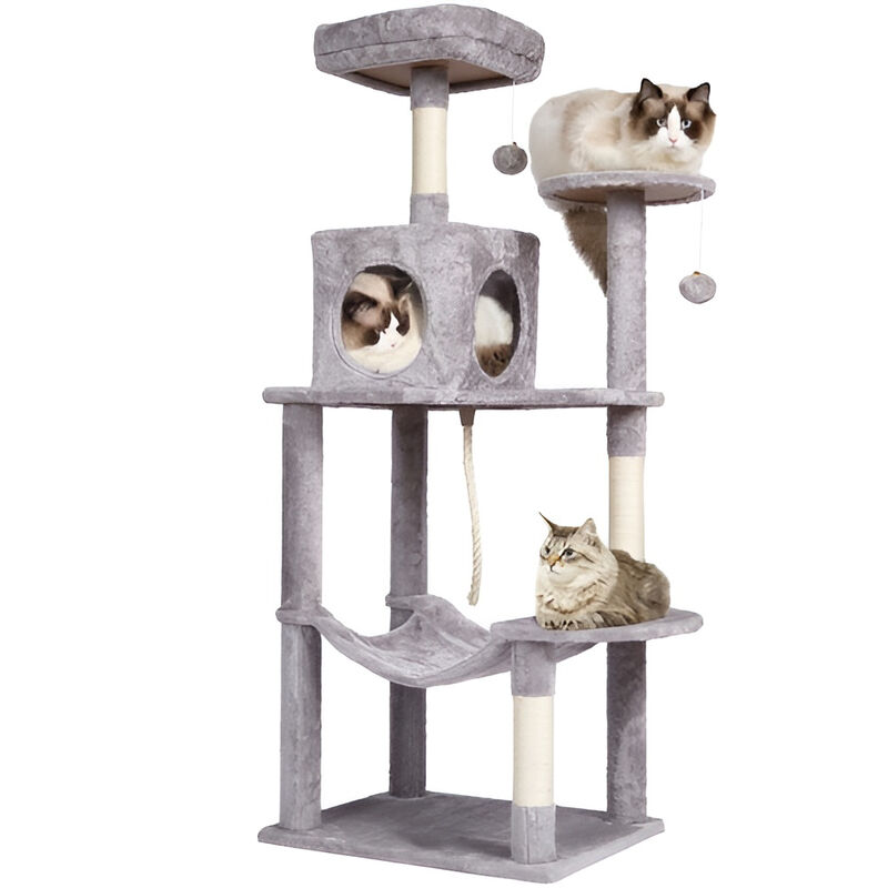 Multi-Level Cat Tower with Cat Condos and Sisal Posts for Scratching and Climbing