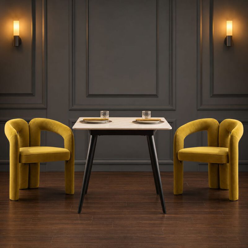 GOODSILO Contemporary Upholstered Barrel Accent Dining Armchairs, Seating for Living Room, Kitchen, Dining Spaces, Set of 2 image number 3