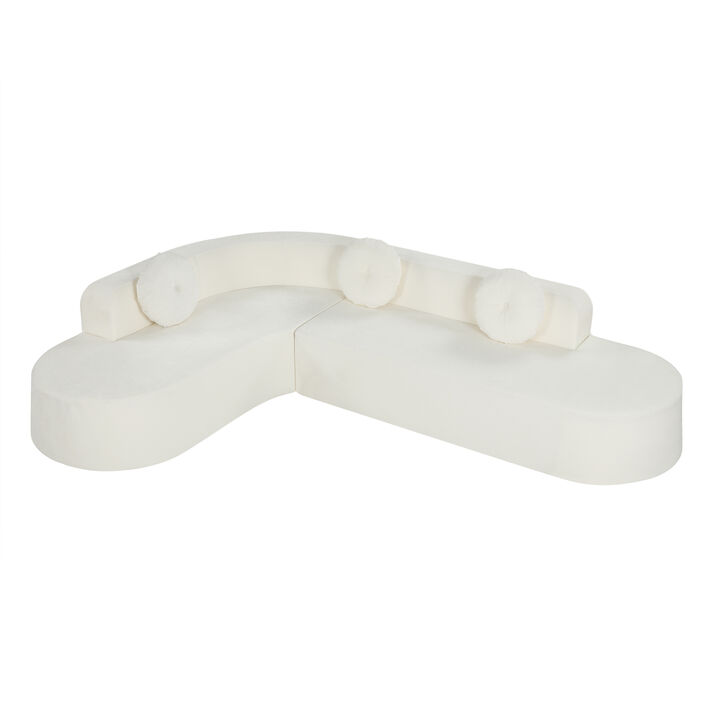 Whisen 122" Extra Large L-Shaped Sectional Sofa, Chenille Fabric with High-Resilience Foam for Living Room