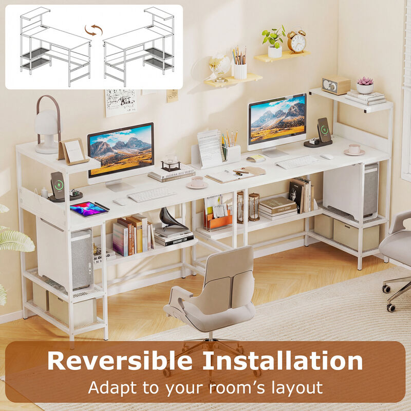 Computer Desk with Built In Power Outlets and Shelves for Home Office image number 5
