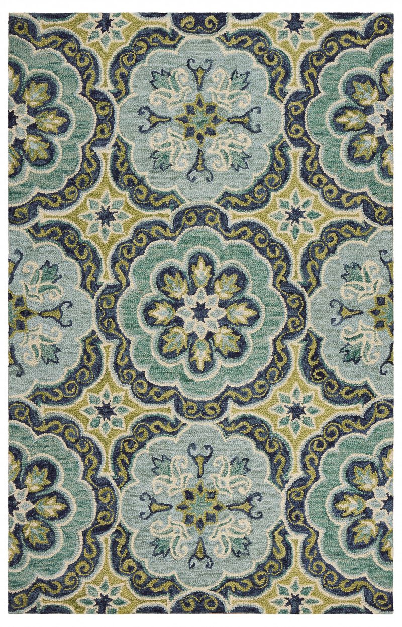 8 X 10' Green Floral Artwork Area Rug