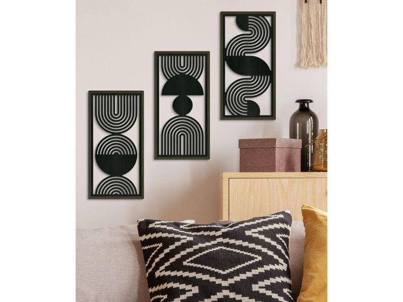 Modern Minimalist Wall Art 3 Piece Geometric Panel Decor for Living Room Bedroom image number 1