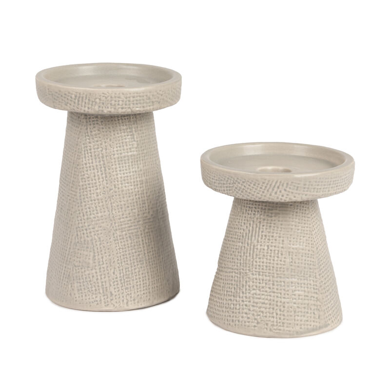 Stoneware Pillar & Taper Candle Holders, Set of 2 image number 0