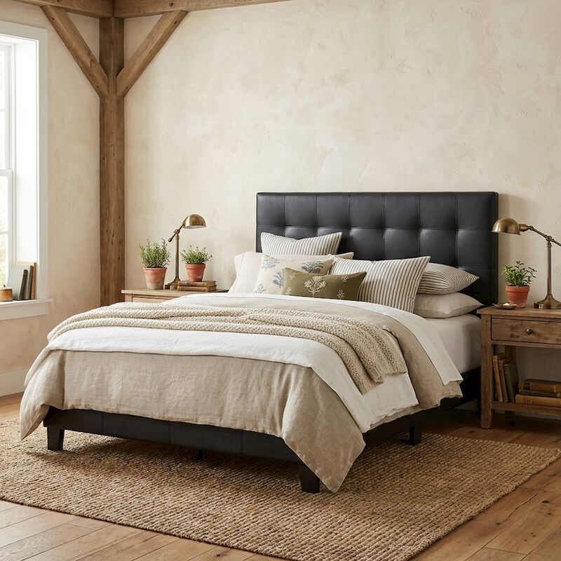 Upholstered Vinyl Queen Headboard with Elegant Design and Durable Finish image number 3
