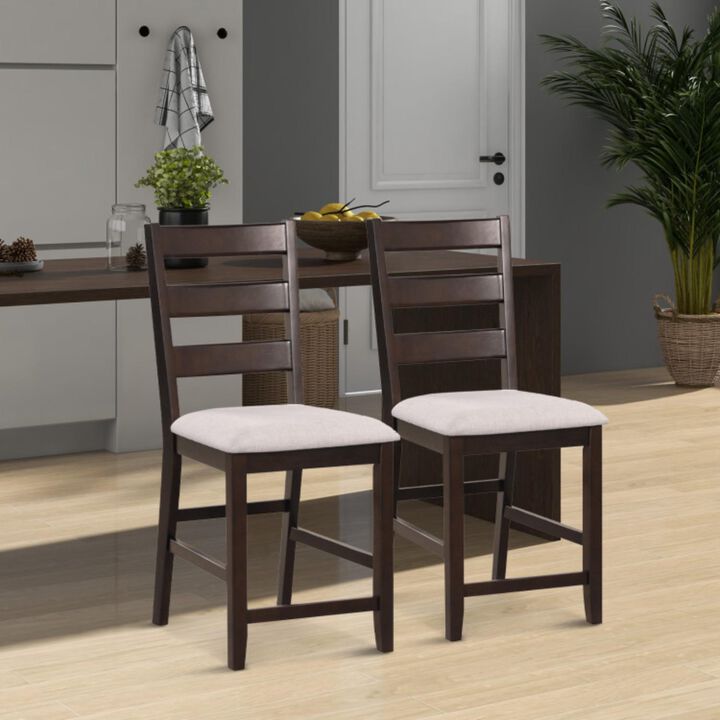 Hivvago 2 Piece Counter Height Bar Stool Set with Padded Seat and Rubber Wood Legs
