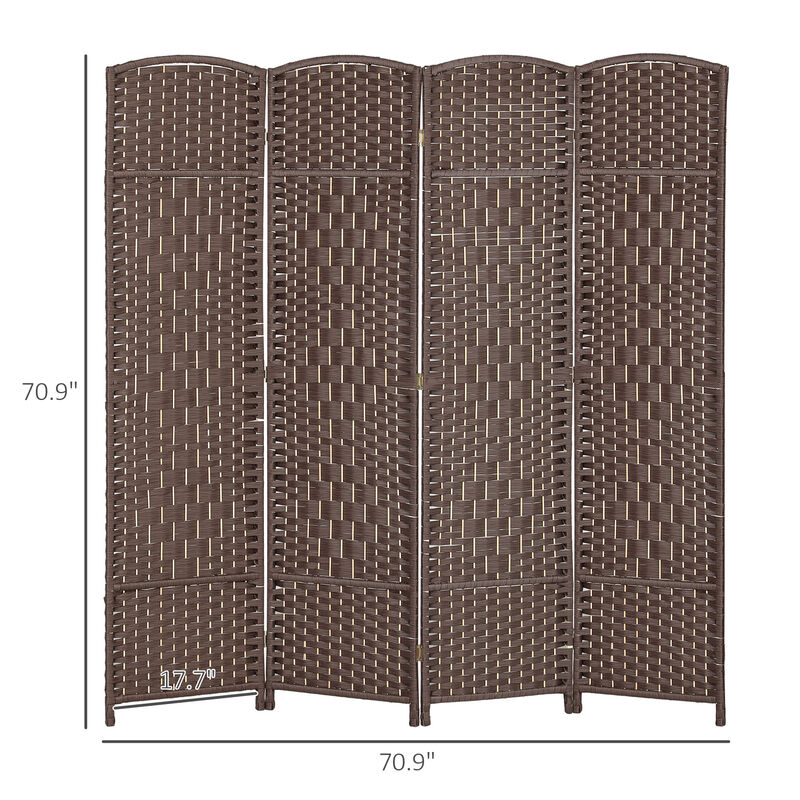 Hivvago 6' Tall Freestanding Wood Privacy Screen with 4 Panels image number 2
