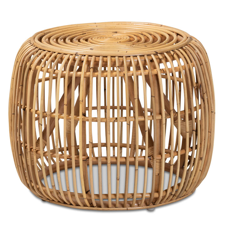 Baxton Studio Maverick Modern Bohemian Natural Brown Rattan End Table