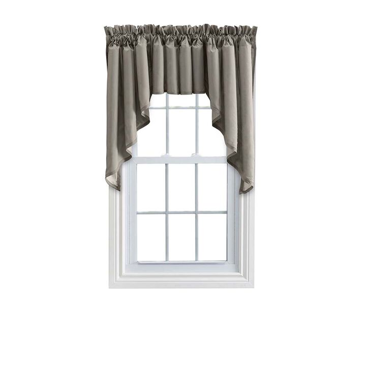 Ellis Stacey Lined 3" Rod Pocket High Quality Fabric Solid Color Window Swag Set 126"x63" Grey