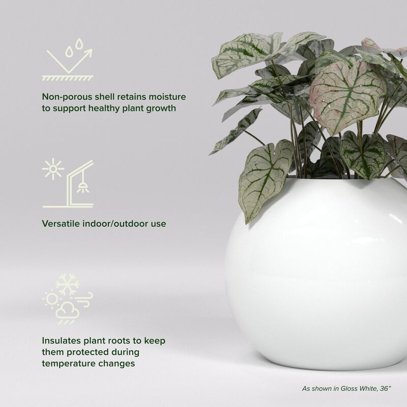 Greenline Fiberglass Nala Globe Planter - Indoor/Outdoor Large Fiberglass Lightweight Planter.