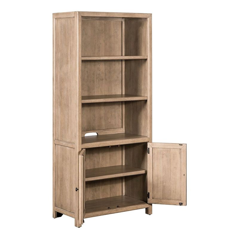 Liberty Furniture Bookcase Home Office Adjustable Shelves Display with Storage - Barley Birch Wood image number 6