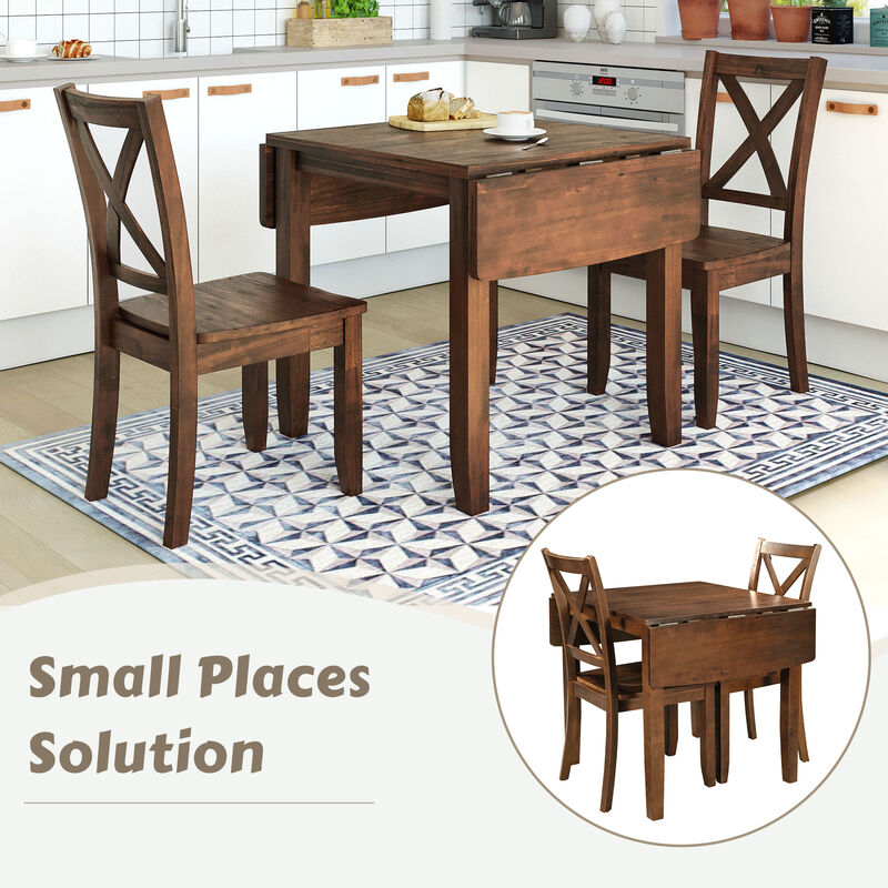 Merax 3-Piece Wood Drop Leaf Extendable Dining Table Set
