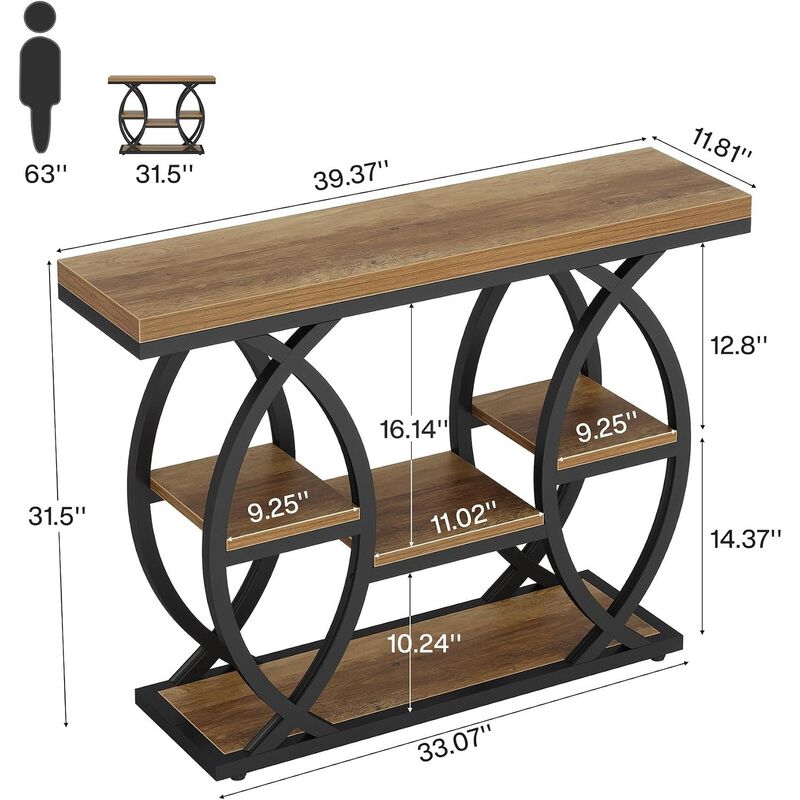 Tribesigns Contemporary 4-Tier Wood Console Table with Storage Shelves image number 4