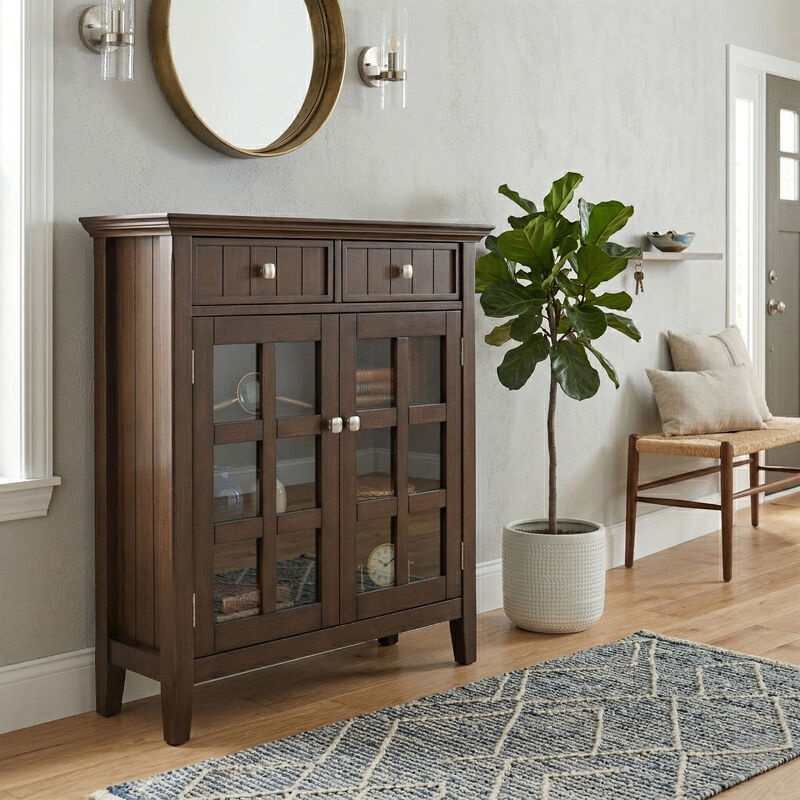 Acadian SOLID WOOD 36 inch Wide Transitional Entryway Storage Cabinet in Natural Aged Brown image number 2
