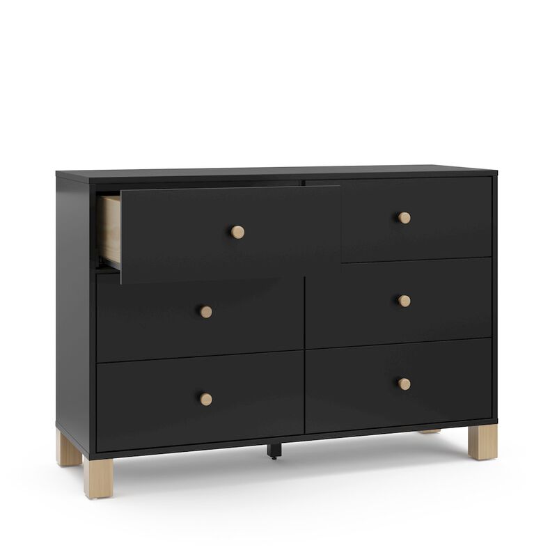 Storkcraft California 6-Drawer Double Dresser (Black with Driftwood)