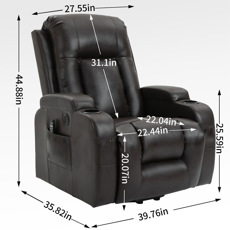 Merax Power Lift Recliner with Massage, Heat & Convenience Features image number 8