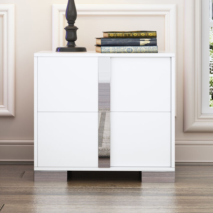 Streamdale Elegant 2-Drawer Nightstand in White for Versatile Storage