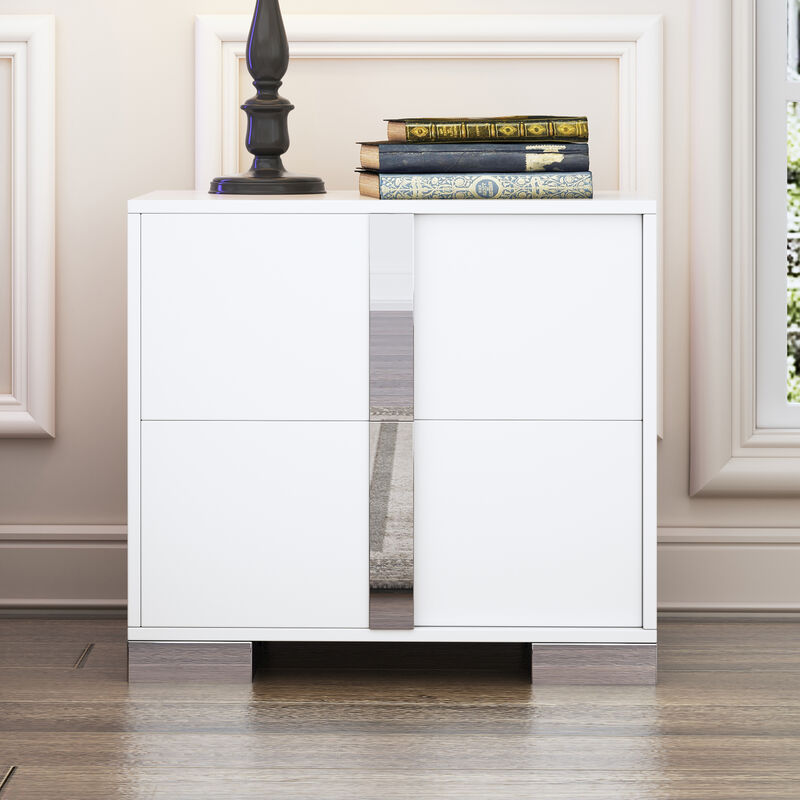 Streamdale Elegant 2-Drawer Nightstand in White for Versatile Storage