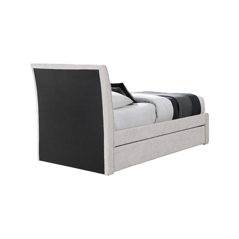 Meridian Furniture Myles Cream Chenille Fabric Twin Trundle Bed