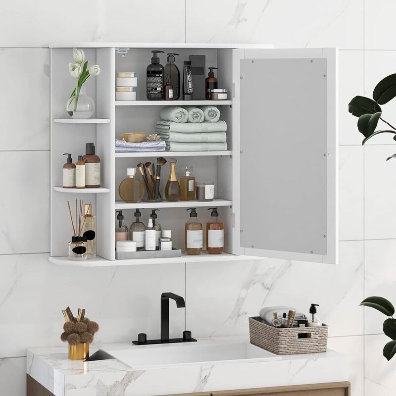 Bathroom Wall Mirror Medicine Cabinet with Storage Shelves