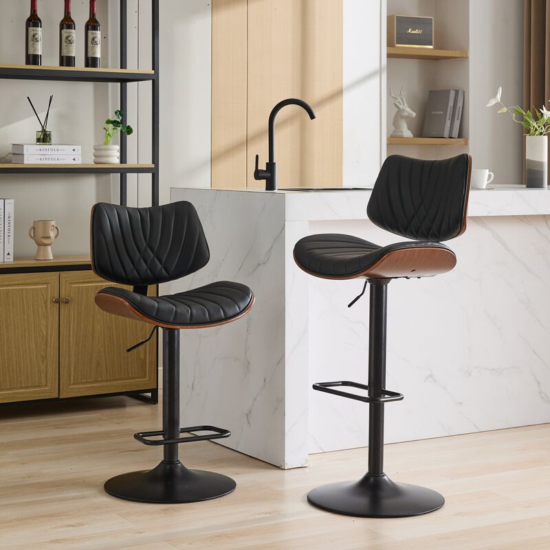 Mid-Century Adjustable Swivel Bar Stools, Set of 2 image number 2