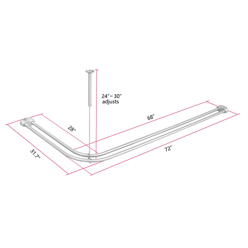 Rustproof Aluminum Double L-Shaped Shower Curtain Rod image number 5