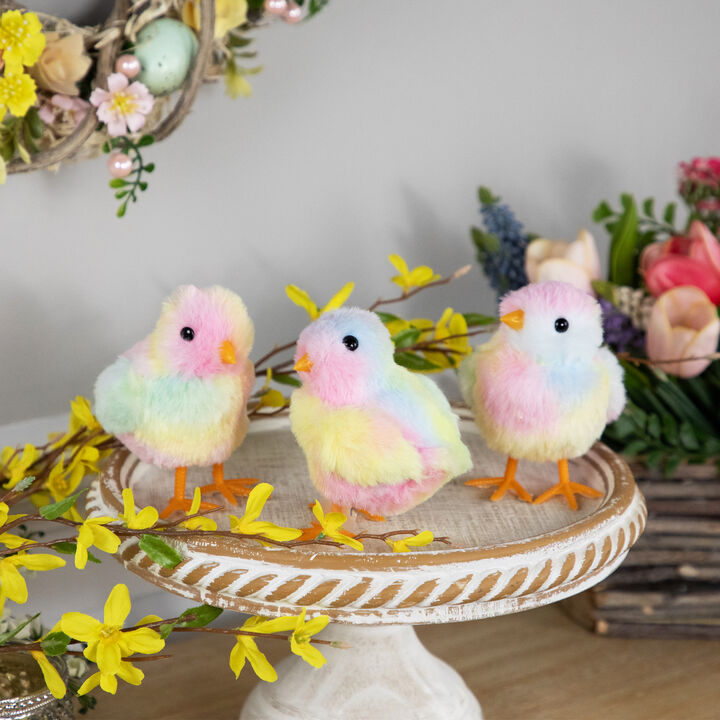 Plush Tie Dye Easter Chick Figurines - 4.25" - Set of 3