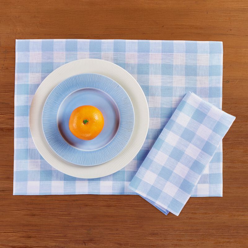 Solino Home Morgan Check 100% Linen Placemats &ndash; Set of 4, 14 x 19 in, Machine Washable, Holiday and Everyday Dining