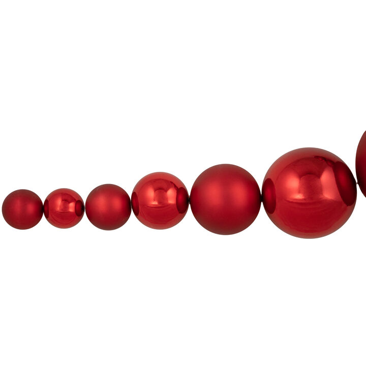6' Red Shiny and Matte Shatterproof Ball Christmas Swag