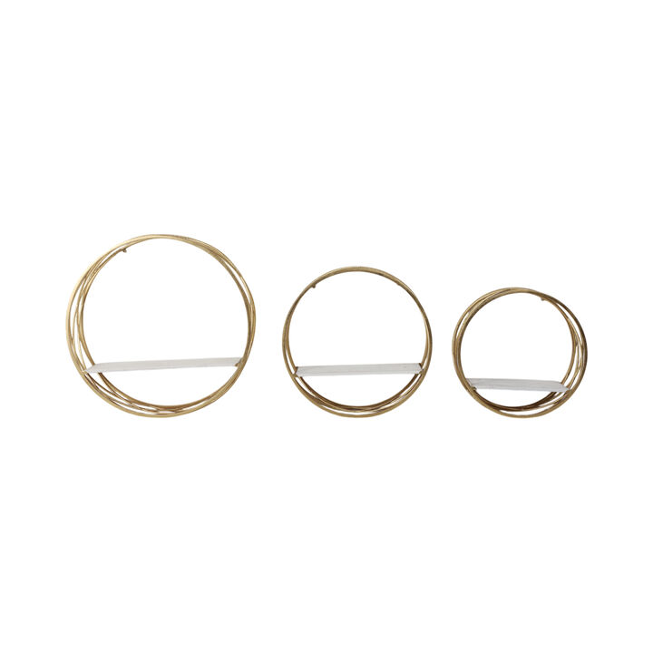 S/3 Metal Round Wall Shelves