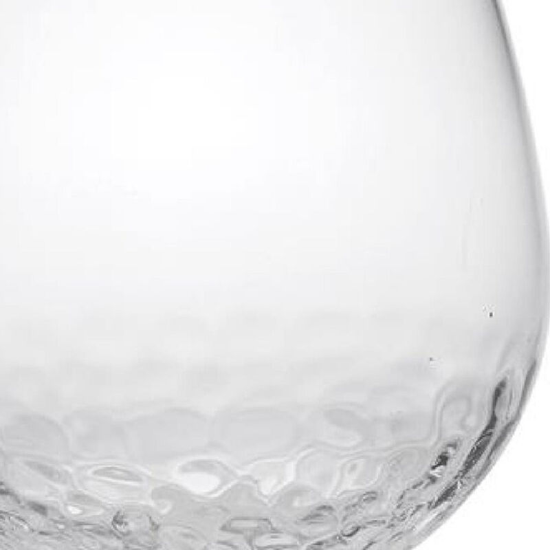 HomeRoots Set of Four Clear Dimpled Tritan Plastic Balloon or Round Bowl Stemmed All Purpose Wine Glasses image number 3