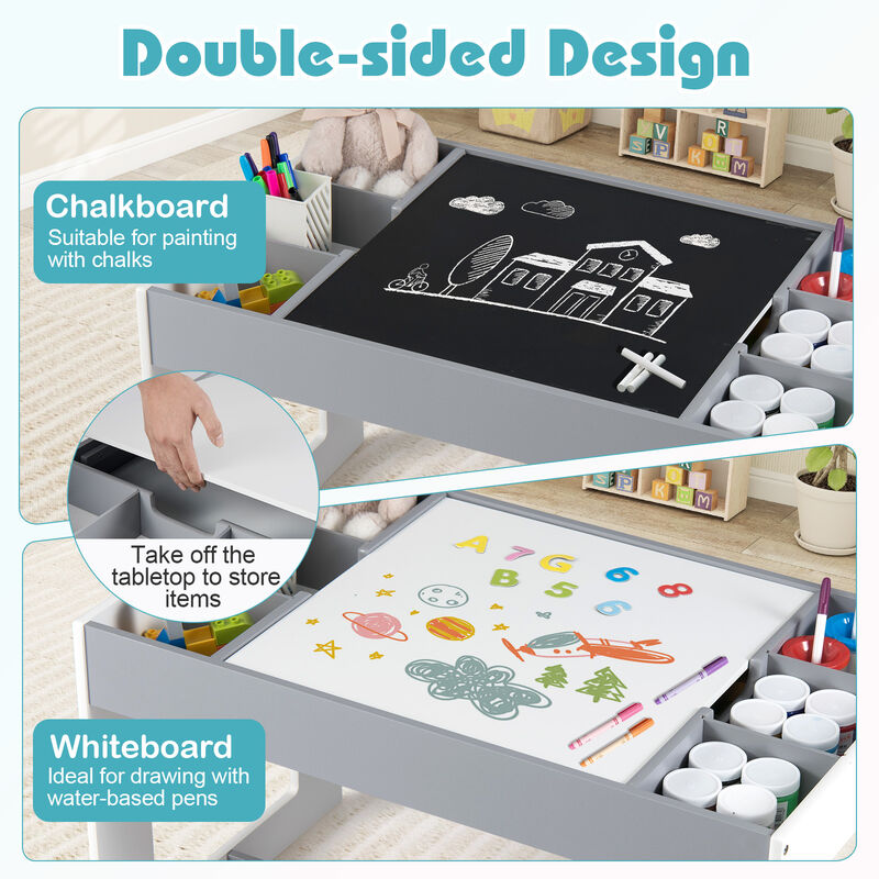 Children&rsquo;s Table and Chair Set, Multifunctional with Chalkboard image number 7