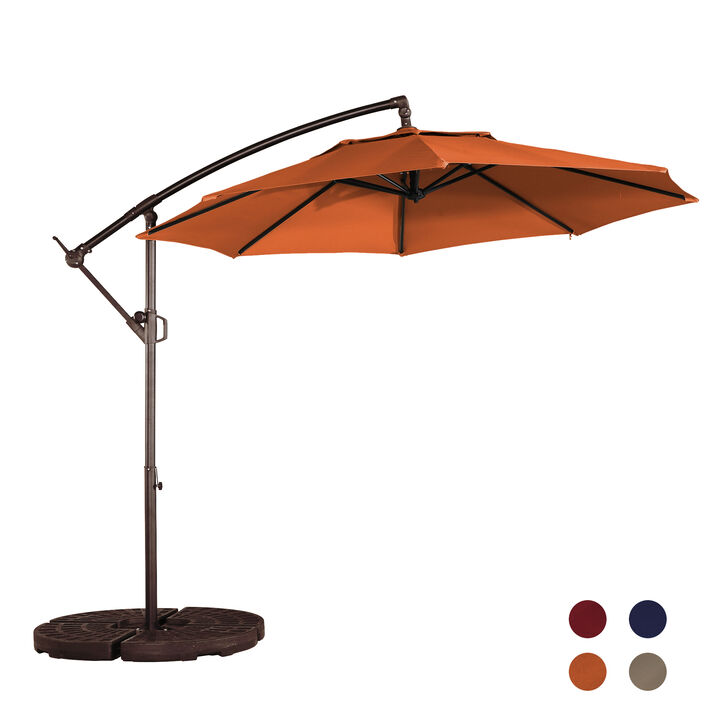 Mondawe 10 Ft Cantilever Patio Offset Umbrella Upgrade Crank Hanging Canopy Umbrella With LED Lamp Bead